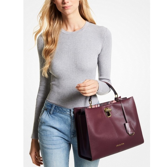 MICHAEL KORS PENELOPE LARGE TOP HANDLE MERLOT MULTI COLOR - Picture 3 of 16